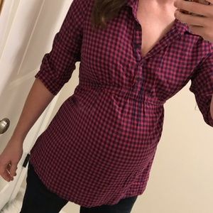 Gap Maternity Navy & Red Tie Back Blouse